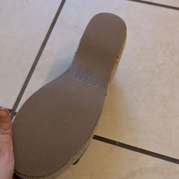 NEW Guess Espadrille Platform Slide Sandals Monogram Brown Size 10 - Picture 5 of 8
